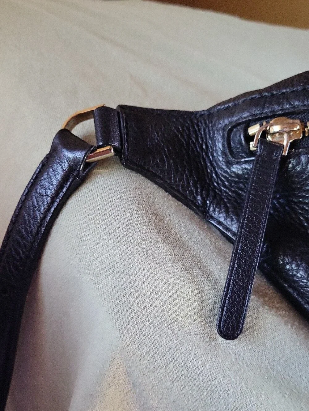 Kate Spade Black Pebbled Leather Crossbody Belt Bag with Gold Hardware